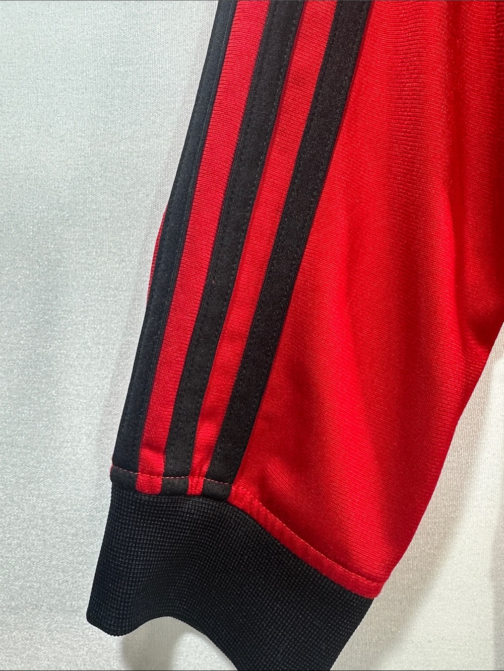 Adidas red black 3-stripes youth track jacket stand up collar  full zip closure - Picture 5 of 15